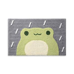 lot 1141 image: Kocpudu Bath Mat, Fashionable Cartoon Flocking Bathroom Rugs,Durable Indoor Small Bath Mat,Water-Absorbing and Anti-Skid,Suitable for Bathroom Door,Indoor,Entry Mat (Frog Pattern,19.7inchx31.5inch) Retail $21.59