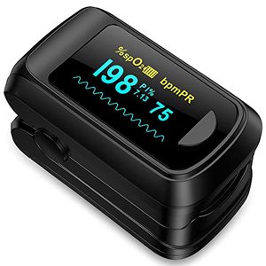 lot 1147 image: Fingertip Pulse Oximeter Blood Oxygen Monitor Pulse Ox, Heart Rate and Fast Spo2 Reading Oxygen Meter with OLED Screen Included Batteries and Lanyard Retail $17.99