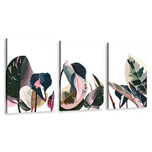 lot 1163 image: Botanical Wall Art, Canvas Wall Art with Tropical Palm Leaf Prints, 3 Piece 12x16 Inch Wrapped Canvas Plant Wall Art Retail $19.99