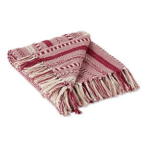 lot 1164 image: Braided Striped Throw, 50x60, Barn Red Retail $32.99