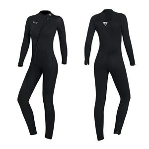 lot 1165 image: Joysummer 3mm Wetsuit Neoprene Full Diving Suits - Women Stretch Long Sleeve One Piece Dive Skin, Front Zip UPF50 Thermal Swimwear for Scuba Surfing Swimming Snorkeling Water Sports, Black XL