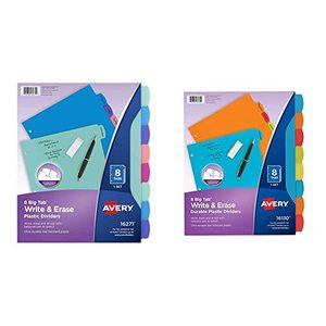 lot 1187 image: Avery Big Tab Write & Erase Durable Plastic Dividers, 8-Tab Set, Multicolor Brights, 3 Sets (21210)