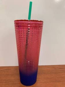 lot 1198 image: Starbucks Cold Cup Tumblet Venti Summer 2022 Watermelon Pink Purple Gradient Retail $39.99