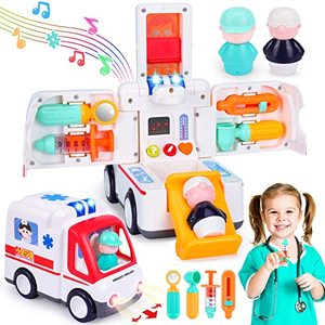 lot 1207 image: Toy Cars for 1 Year Old Boy Gifts Ambulance Toddler Toy with Lights and Siren, Educational Baby Toys 12-18 Months Doctor Kit for Kids Pretend Play Birthday Xmas Gifts for 1 2 3 4 Year Old Boys Girls Retail $19.99