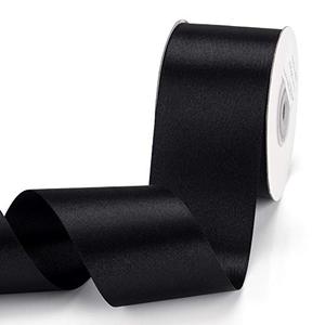 lot 1216 image: 2-Pack Total 50 yards Double Faced Satin Ribbon 2 Inch x 25 Yards Double Sided Solid Polyester Ribbon for Gift Wrapping Party Hair Braids Bow Baby Shower Decoration Floral Arrangement Craft Supplies, Black