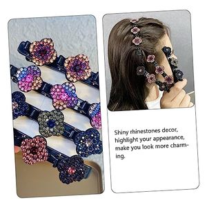 lot 1227 image: Beaupretty 6pcs Lazy Barrettes Womens Hair Accessories Rhinestone Barrettes Hair Claw Clips Medium Hair Barrettes for Women Medium Hair Clips for Women Hair Pieces for Women Duck Bill Clips foot braiding and fashions plus two scrunchies Retail $ 11.99