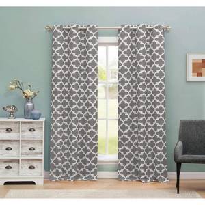 lot 1228 image: Kyra 38 x 84 Trellis Print Blackout Curtain Set Retail $24.99