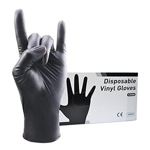 lot 1231 image: Small 400 Pair��Black Vinyl Gloves Disposable Powder Latex Free Small 3 Mil Vinyl Exam Disposable Gloves for Industrial Use,100 Count (Pack of 4) Retail $48.00