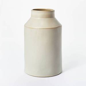 lot 1241 image: Set of 2- 10 x 6 Carved Ceramic Vase Gray - Threshold designed with Studio McGee Retail $50.00