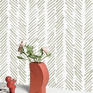 lot 1244 image: Aidehome Green Brown Stripe Wallpaper Peel and Stick, 236�� x 17.52�� Contact Paper for Cabinets, Stick on Wallpaper Self Adhesive Wall Paper Modern Durable for Home Decoration Old Furniture Renovation Retail $15.69