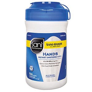 lot 1258 image: 4x 125 count CleanWorks Hands Instant Sanitizing Wipes WPolypropylene, 7 X 6 White, 125Canister Retail $59.96