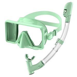 lot 1265 image: Snorkel Mask Set Food-Grade Silicone Snorkel Swimming Goggles Set Anti-Fog Anti-Leak Tempered Glass Scuba Mask Snorkeling Gear for Adults Men Women, Green Retail $24.99