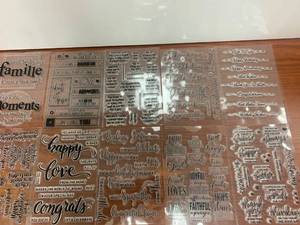 lot 1269 image: 8 pages of clear transparent silicone craft stamps sheets various sayings Retail $17.99
