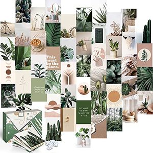 lot 1271 image: KOLL DECOR Green Picture Collage Kit for wall Aesthetic - 50 Set 4x6 Prints Boho Collage Kit Plant Room Decoration Green Wall Collage Kit Retail $11.99