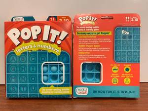 lot 1278 image: Set of 2 Chuckle & Roar Pop It Letters and Numbers Educational Travel Fidget and Sensory Game Retail $19.96