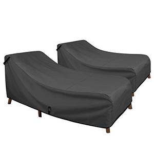 lot 1282 image: Porch Shield Patio Lounge Chair Cover - Waterproof Outdoor Chaise Lounge Chair Covers 2 Pack - 68W x 30D x 30H inch, Black Retail $28.59