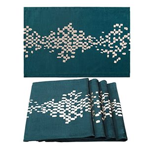 lot 1298 image: Vzaahu Placemats Set of 4-18 X 12 Cotton Place mats Peacock Blue, Coasters for Coffee Table, Spoon Rest, Dining Table Decor for Indoor, Christmas, Holiday, Party, Kitchen