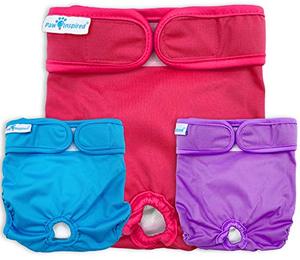 lot 1303 image: Paw Inspired Washable Dog Diapers  Reusable Dog Diapers  Female Dog Diapers  Absorbent Dog Diapers  Doggie Diaper  3 Pc  black  X-Small Retail $16.85