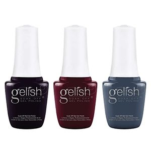 lot 1315 image: Gelish Fall 2022 Plaid Reputation Collection 9 mL Sized Bottles Quick Curing At Home Manicure Soak Off Gel Nail Polish Set, 3 Pack Retail $30.99