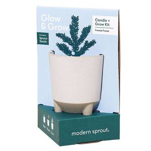 lot 1317 image: Modern Sprout Glow & Grow Frosted Forest Candle  Spruce Grow kit, Multicolor Retail $40.00