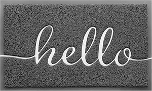 lot 1318 image: CozyBounty Door Mat Durable Hello Mats Outdoor Indoor Non-Slip Doormat for Entryway Low-Profile Floor Mat for Yard, Garage, High Traffic Areas (30x17.5, Grey) Retail $29.99