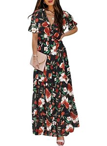 lot 1352 image: BLENCOT Womens Casual Boho Floral Printed Deep V Neck Dress Retail $49.48