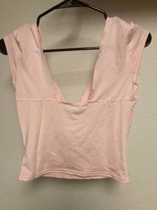 lot 1357 image: Women Sexy Deep V Neck Backless Tank Top Slim Fit Summer Casual Y2k Crop Short Sleeve Top Retail $19.99