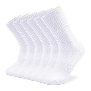 lot 1362 image: SOX TOWN Unisex Cushion Crew Training Athletic Socks Men & Women with Combed Cotton Moisture Wicking Breathable Performance(White M) Retail $18.09