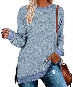 lot 1372 image: Womens Casual Long SleevesSweatshirt Tunics Blouse Tops Light Blue X-Large Retail $23.65