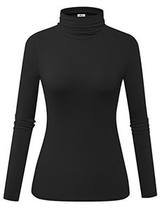 lot 1379 image: Herou Women Long Sleeve Turtleneck Stretch Slim T Shirt Layer Tops Black Medium Retail $11.03