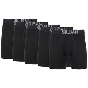 lot 1388 image: Gildan Mens Underwear Cotton Stretch Boxer Briefs, Multipack, Black Soot (5-Pack), Small Retail $34.35