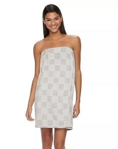 lot 1286 image: Spa Wrap, Terry Cotton Wraps, Grey with White Flowers, One Size, Velcro fastener Retail $22.99