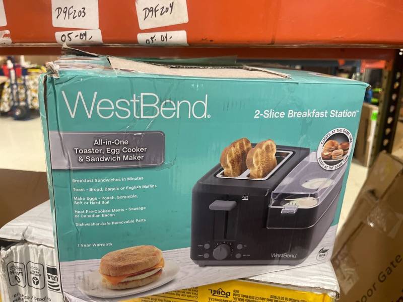 West Bend 2-Slice Breakfast Station Egg & Muffin Toaster, 78500, New 