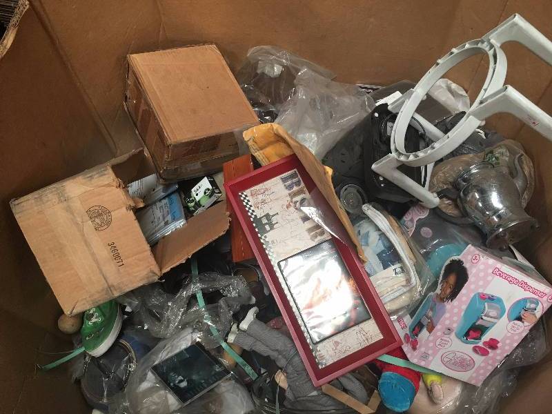 lot 1097 image: Large Box of Consignment Goods -  Various house hold goods and several pairs of shoes