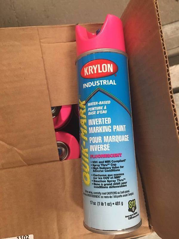 lot 1102 image: 24 Cans of Pink Marking Spray Paint