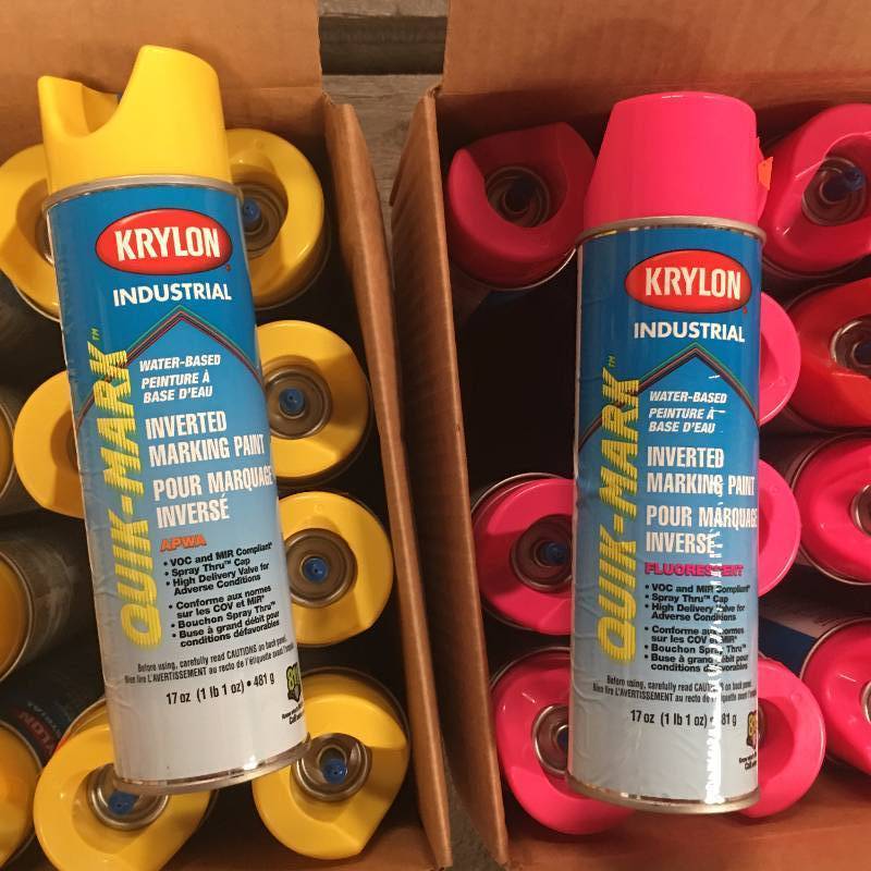 lot 1103 image: 24 Cans of Marking Spray Paint Yellow and Pink
