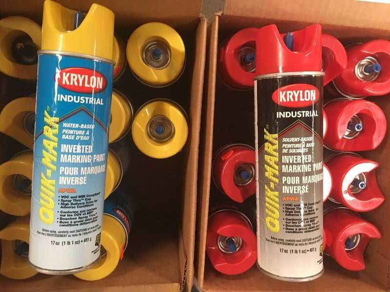 lot 1111 image: 23 Cans of Marking Spray Paint Yellow and Red
