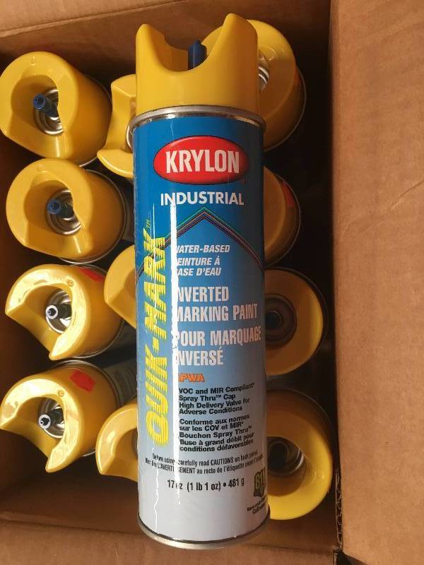lot 1114 image: 36 Cans of Yellow Marking Spray Paint