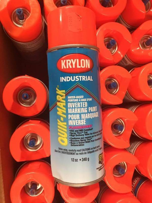 lot 1115 image: 48 Cans of Orange Marking Spray Paint