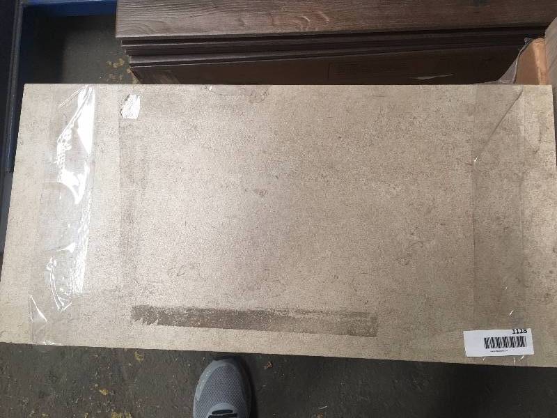 lot 1118 image: 5 boxes75 sq ft of 12x24 Taupe Porcelain Floor Tile