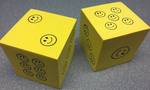 NEW! Cool set pair (2) of light foam Yellow colored game dice 2-3/4 inch square cubes.