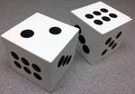 NEW! Cool set pair (2) of light foam White colored game dice 2-3/4 inch square cubes.