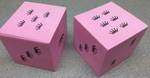 NEW! Cool set pair (2) of light foam Pink colored game dice 2-3/4 inch square cubes.