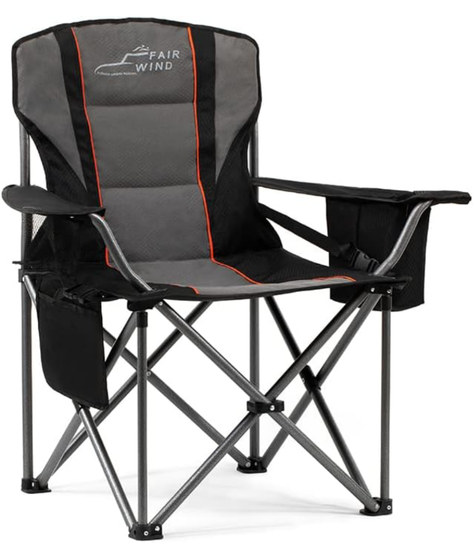FAIR WIND Oversized Fully Padded Camping Chair with Lumbar Support