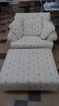 Chair & a half w/matching ottoman & 3 pillows.