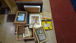Lot of frames, framed pictures, 2 wood pislo/ranch sign.