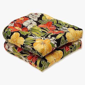 lot 15322 image: Pillow Perfect OutdoorIndoor Clemens Noir Tufted Seat Cushions (Round Back), 2 Count (Pack of 1), Black