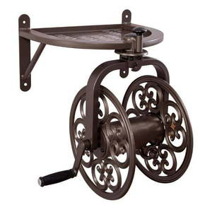 lot 15330 image: Liberty Garden - Navigator Wall-Mounted Garden Hose Reel - Bronze
