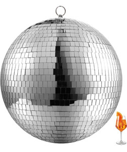 lot 15332 image: Meooeck Jumbo Disco Ball 20 Inch Glass Mirror Ball for Disco Party, Jumbo Mirror Ball with Hanging Ring Rotating Mirror Ball for DJ Club Bar Stage Props Home Wedding Holiday Christmas Party Decoration