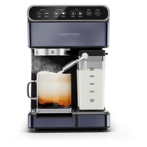lot 15247 image: Chefman 6-in-1 Espresso Machine, Powerful 20-Bar Pump, Nespresso� Capsule or Ground Coffee Compatible, Milk Reservoir & Frother for Cappuccinos & Lattes, XL 1.8-Liter Water Reservoir, Stainless Steel (B0B781MWLW)